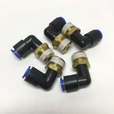 New – Open box Lot of 5 SMC KQL08-03S Pneumatic Male Elbow One-Touch Air Fittings, 8mm, R 3/8"