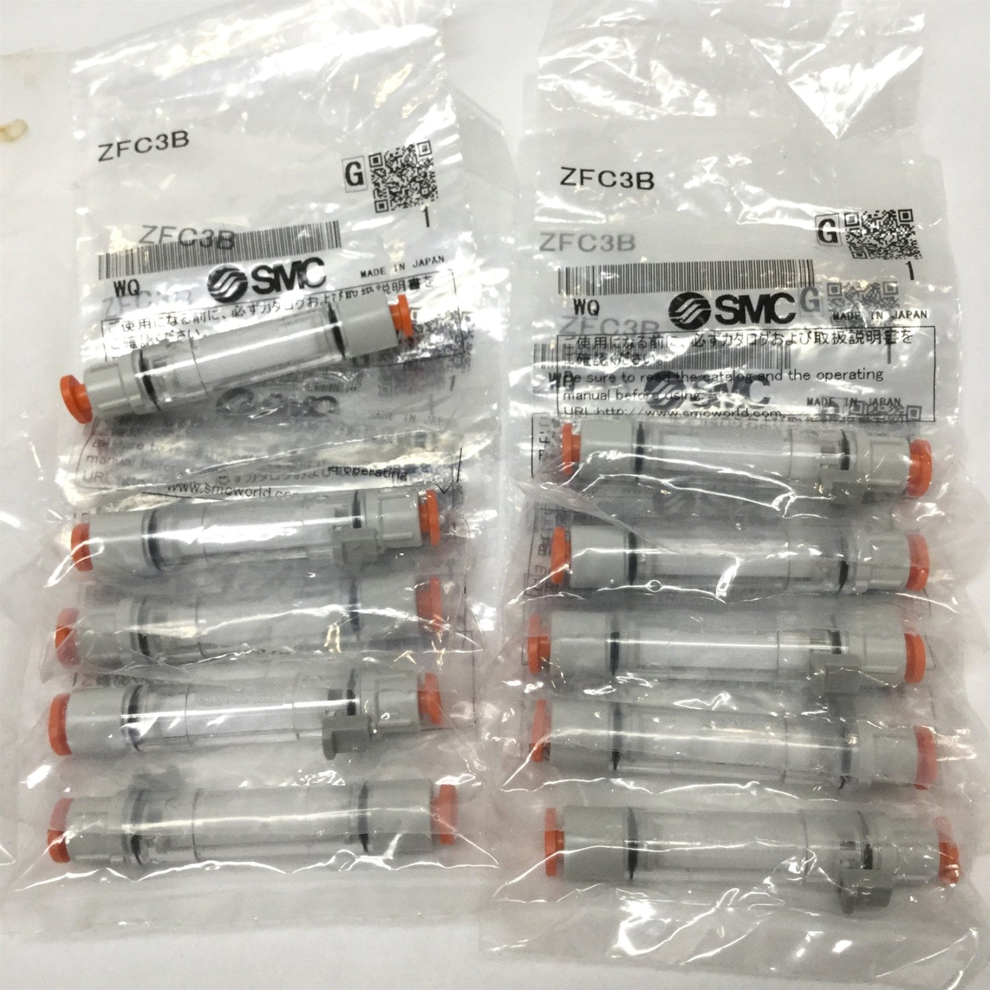 New Lot of 10 ZFC3B In-Line Air Filters 5µm, One-Touch 5/32", 10L/min w/ Brackets