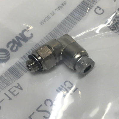 New Lot of 5 SMC KQB2L23-M5 Male Elbow, 3.2mm Metal One-Touch Fittings M5x0.8 Thread