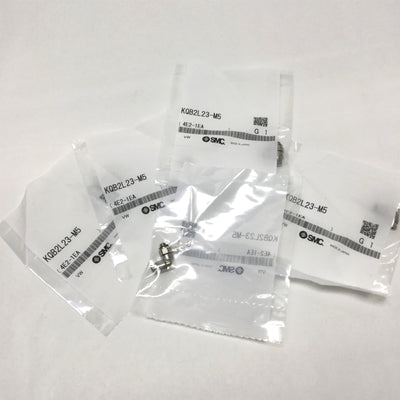 New Lot of 5 SMC KQB2L23-M5 Male Elbow, 3.2mm Metal One-Touch Fittings M5x0.8 Thread