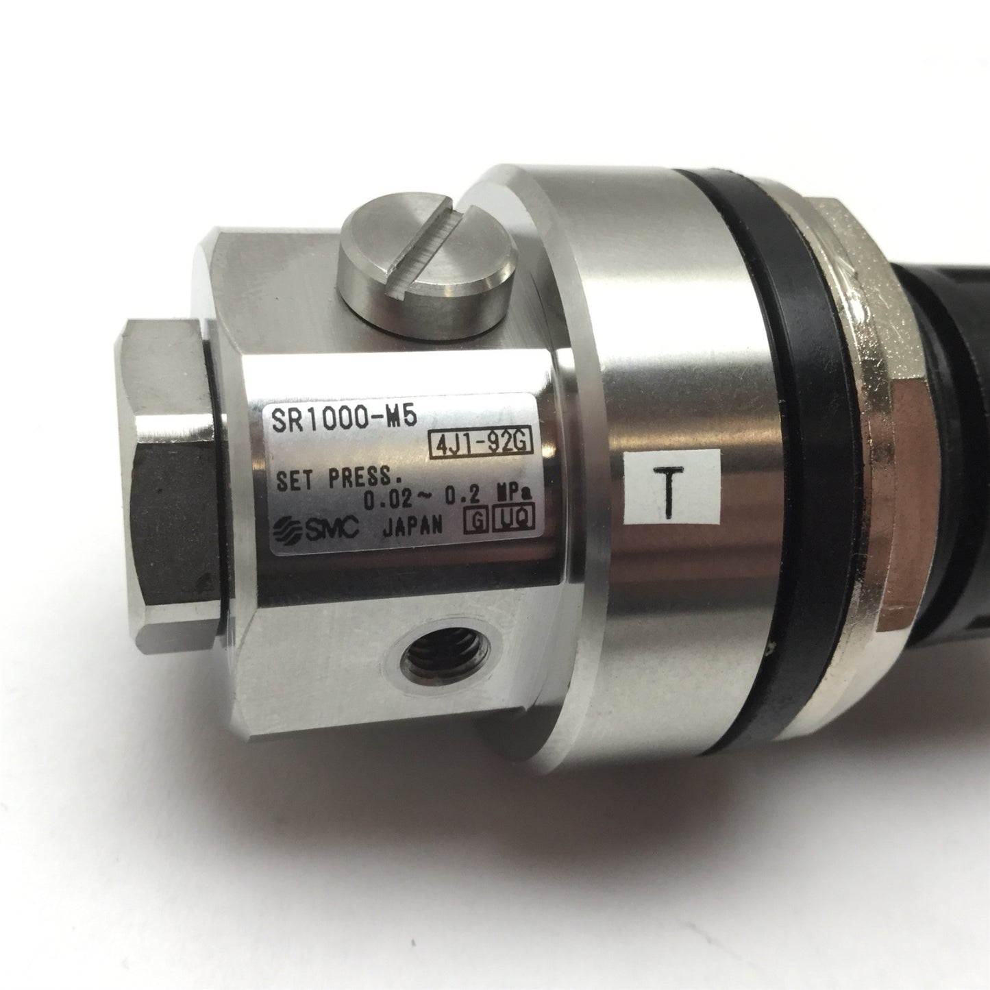 Used SMC SR1000-M5 Stainless Steel Regulator, Set Range: 0.02-0.2MPa, Ports: M5x0.8