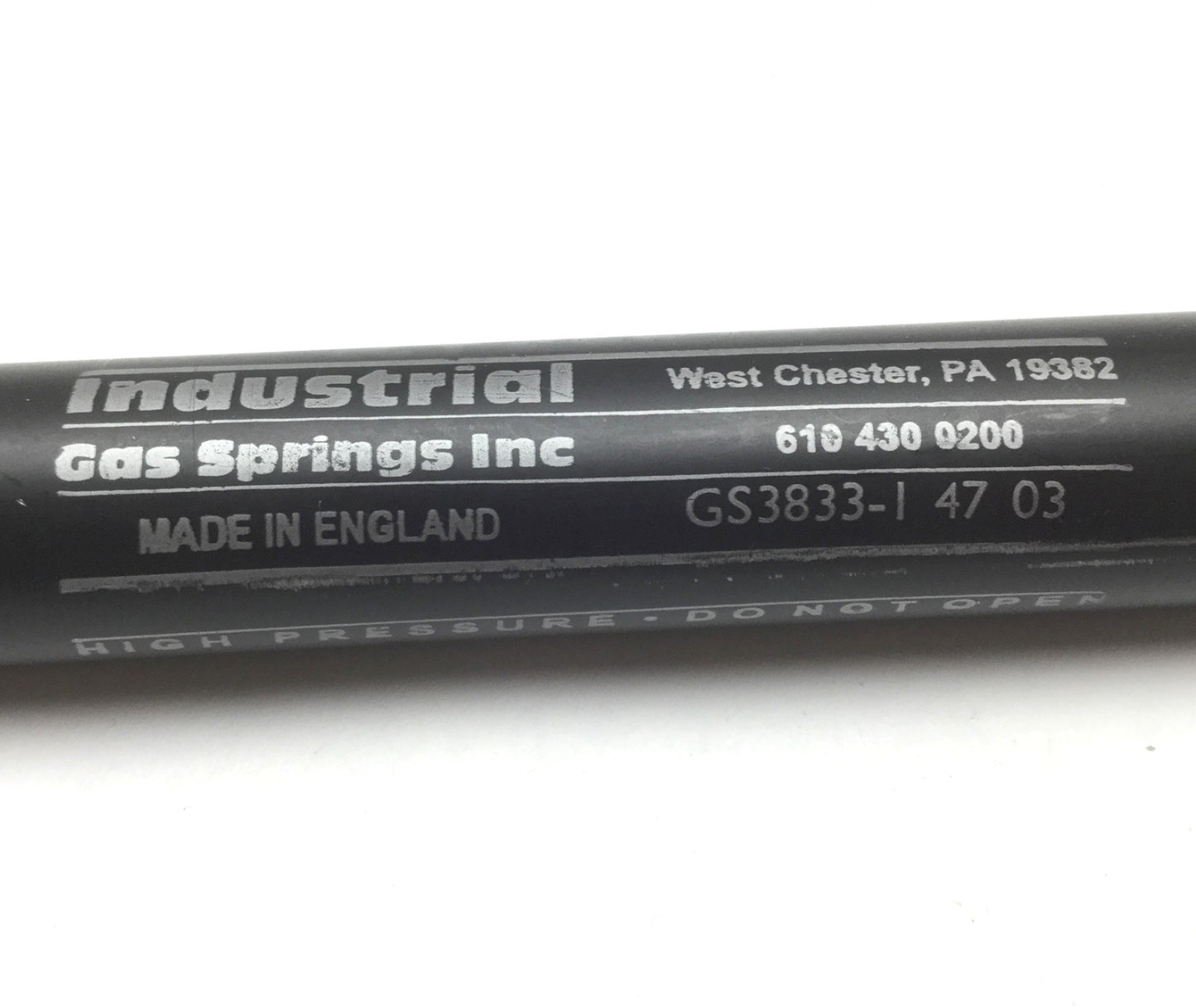 Used Industrial Gas Springs GS3833-I Gas Spring, Travel: 7.5", Force: ~60 lbs, 21.25"