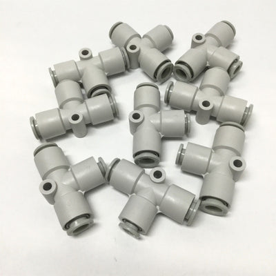 New – Open box Lot of 9 SMC KQ2T08-06 Pneumatic Tee Connector One-Touch Air Fittings 8mm x 6mm