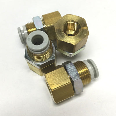 New – Open box Lot of 4 SMC KQ2E06-01 Bulkhead Connector One-Touch Fittings 6mm Tube, Rc 1/8