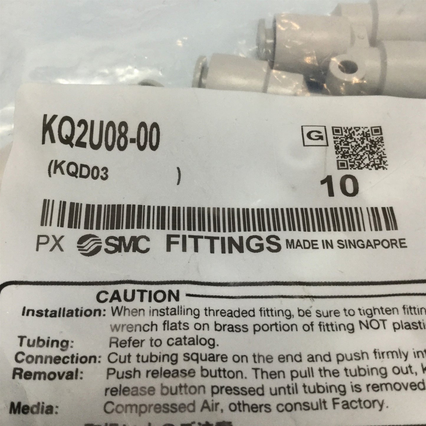 New Lot of 10 SMC KQ2U08-00 One-Touch Branch Y Union Split Connector Fittings 8mm