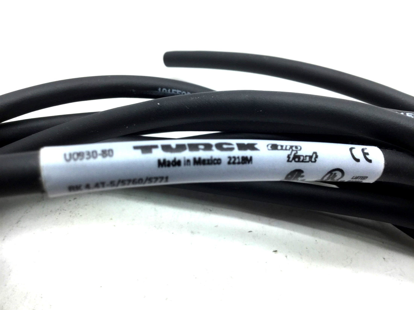 Used Lot of 2 Turck RK4.4T-5/S760/S771 Cordsets M12x1 4-Pin 4-Wire, Length: 15'