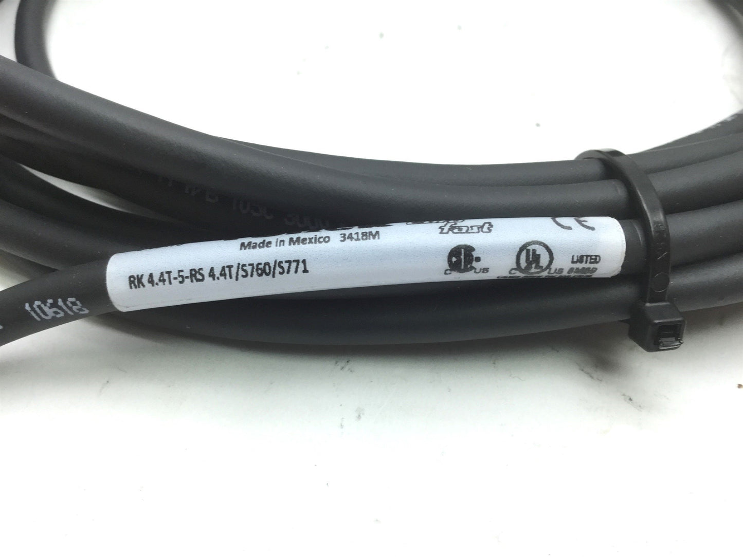Used Turck RK4.4T-5-RS 4.4T/S760/S771 Cordsets M12x1 4-Pin 4-Wire, Length: 5m