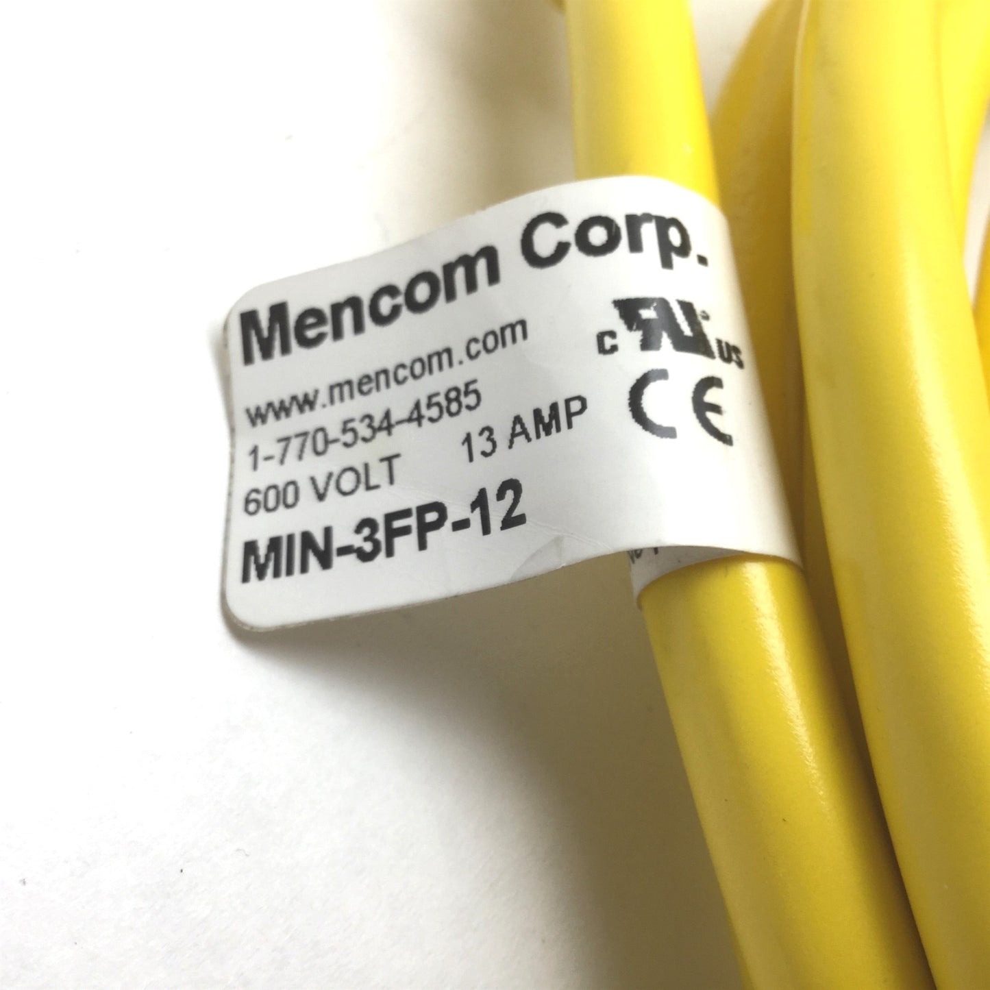 New – Open box Mencom MIN-3FP-12 Sensor Cordset, Length: 12', 3-Pin Female, MIN Size