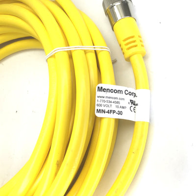 New – Open box Mencom MIN-4FP-30 Sensor Cordset, Length: 30', 4-Pin Female, MIN Size