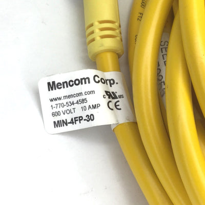 New – Open box Mencom MIN-4FP-30 Sensor Cordset, MIN Size, Length: 30', 4-Pin Female