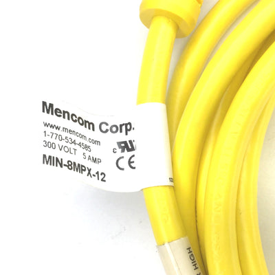 New – Open box Mencom MIN-8MPX-12 Sensor Cordset, Length: 12', 8-Pin Male, MIN Size