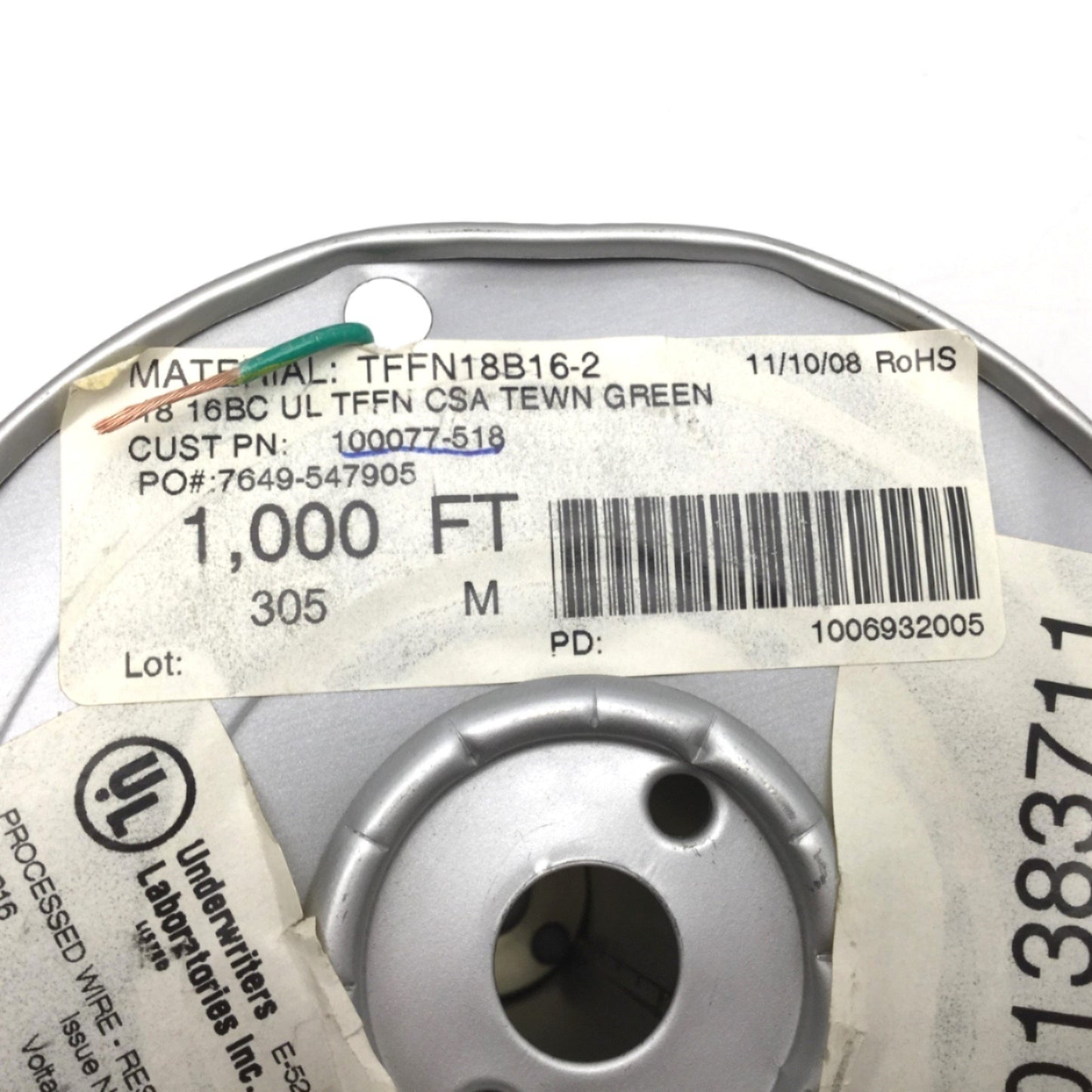 New – Open box Atlas UL 1316/1452 TFFN18B16-2 Fixture Wire, 18 AWG, Max 600V, Unshielded, 900'