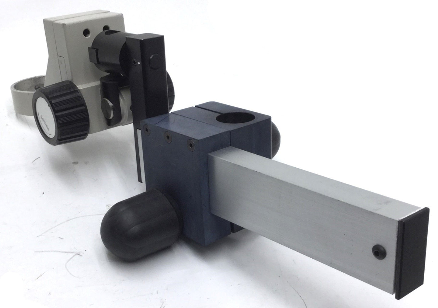 Used Nikon Microscope Adjustable Mounting Focus Ring, Dia: 3" Arm: 10-5/8" Travel: 6"