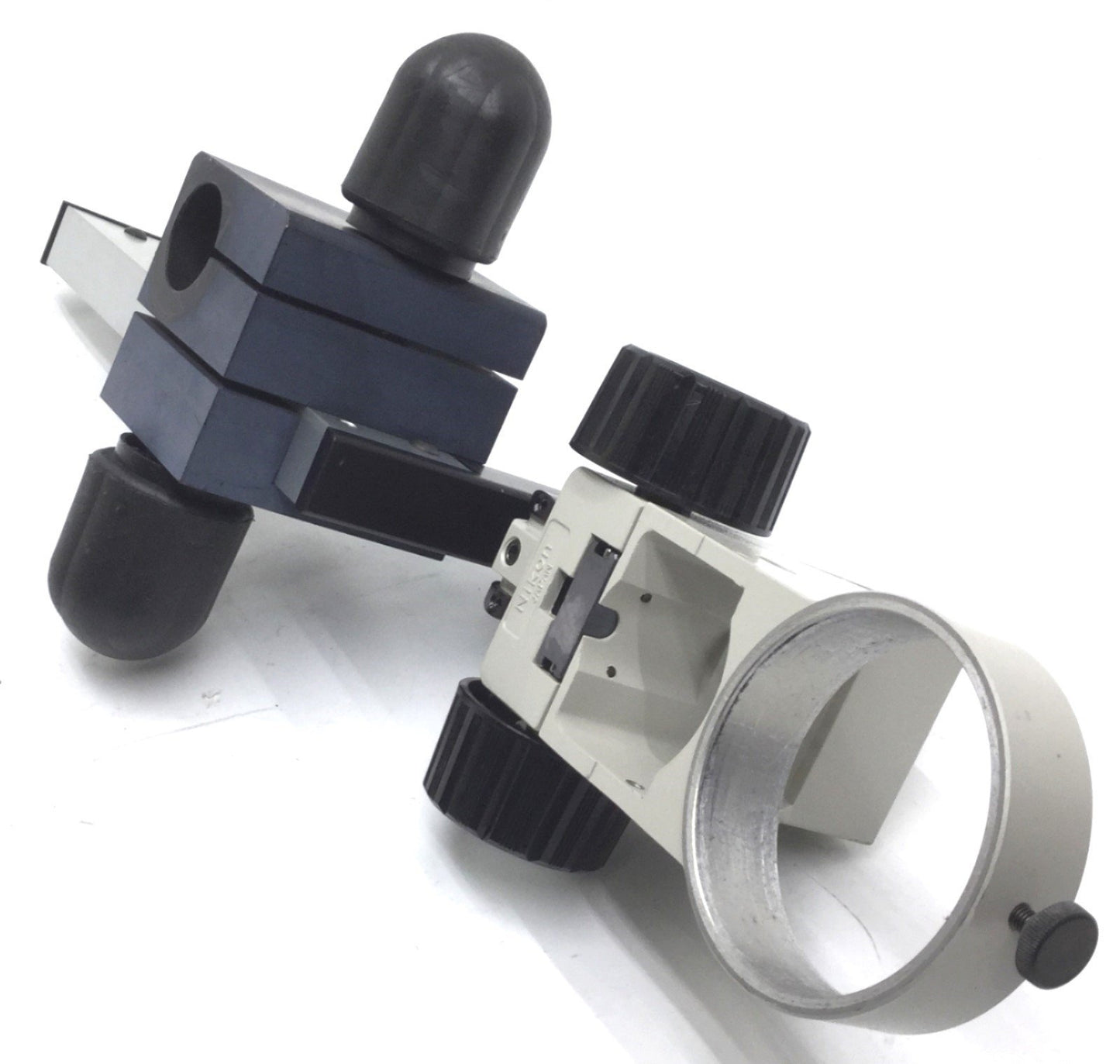 Used Nikon Microscope Adjustable Mounting Focus Ring, Dia: 3" Arm: 10-5/8" Travel: 6"