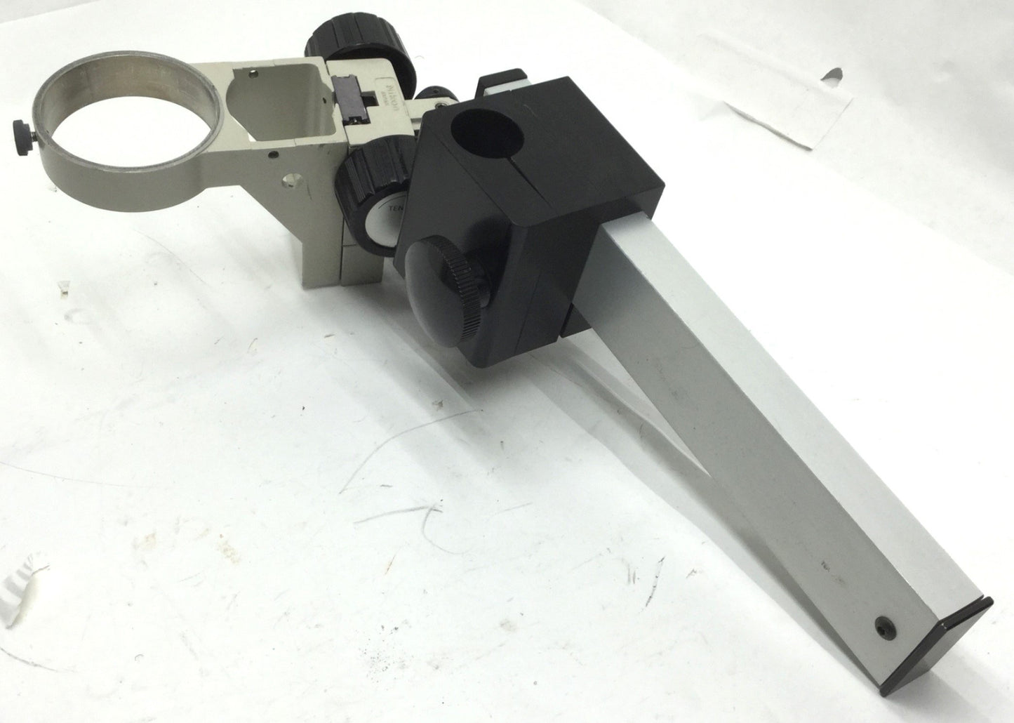 Used Nikon Microscope Adjustable Mounting Ring, Dia: 3" Arm: 12-1/4" Travel: 7-3/8"