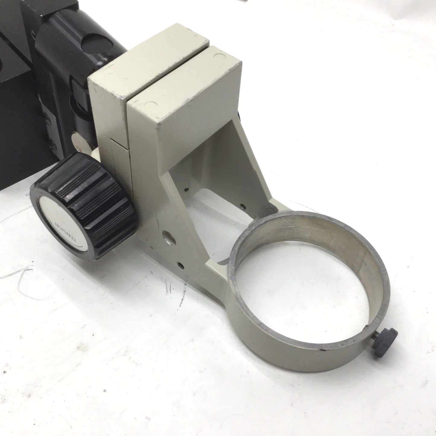 Used Nikon Microscope Adjustable Mounting Ring, Dia: 3" Arm: 12-1/4" Travel: 7-3/8"