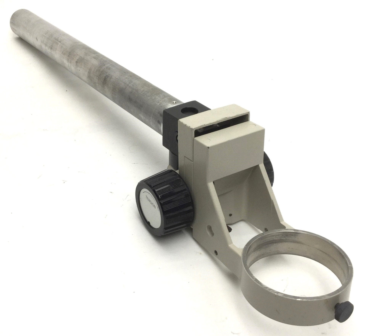 Used Nikon Microscope Adjustable Mounting 3" Focus Ring, 14" Arm Boom 1-1/2" Diameter