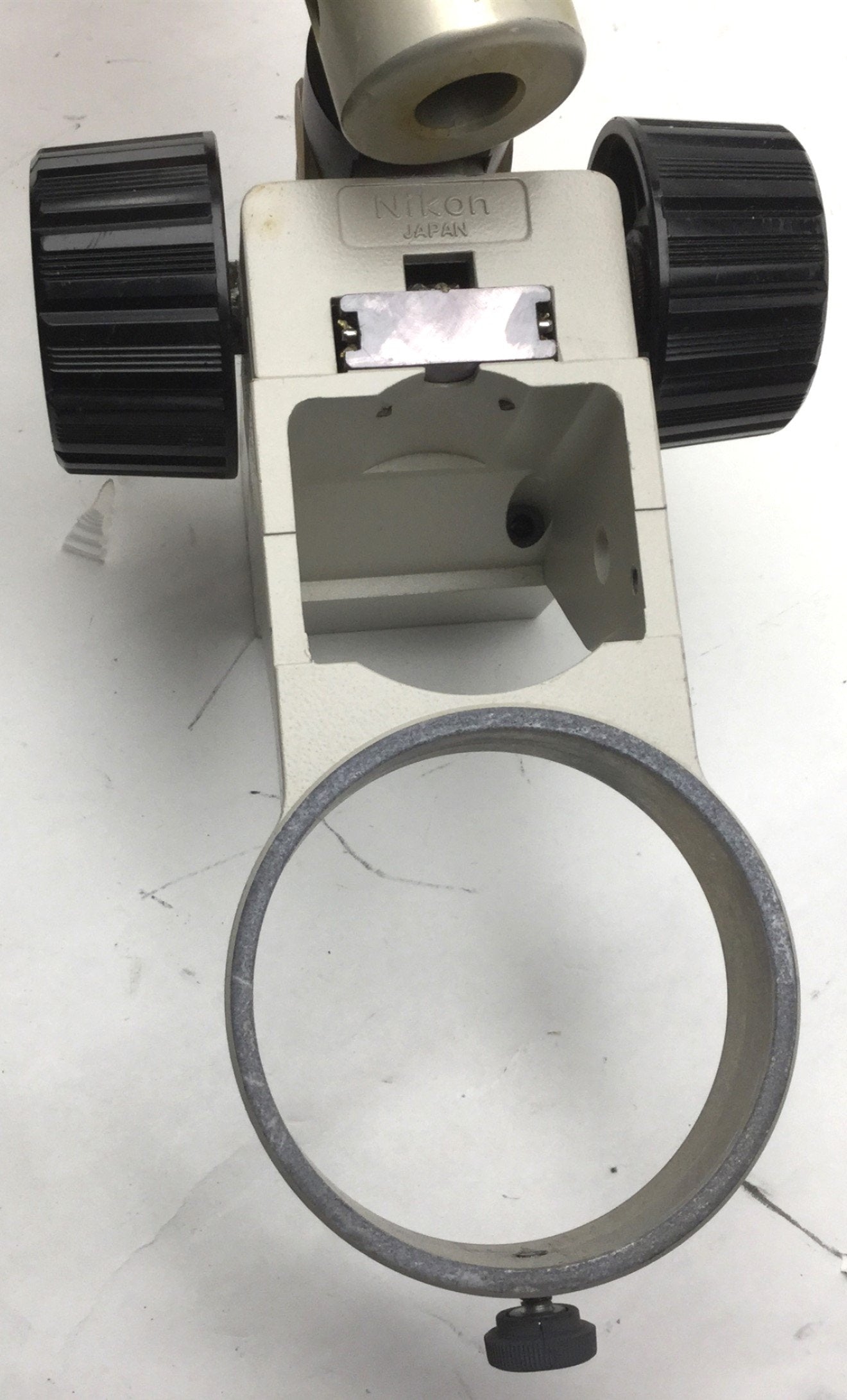 Used Nikon Microscope Adjustable Mounting 3" Focus Ring, 23.75" Arm Length