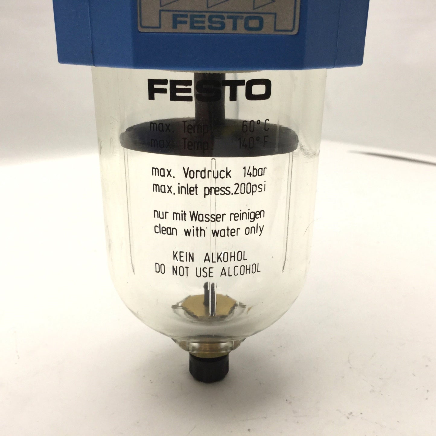 Used Festo LF-1/2-S-B Air Filter, Max Inlet Pressure: 200psi Ports: 1/2" NPT