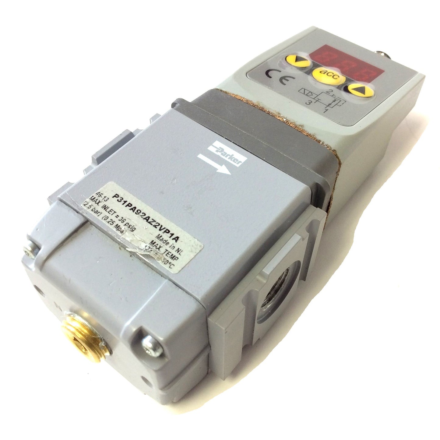 Used Parker P31PA92AZ2VP1A Pneumatic Proportional Regulator 0-29 PSIG, 1/4 NPT, 24VDC