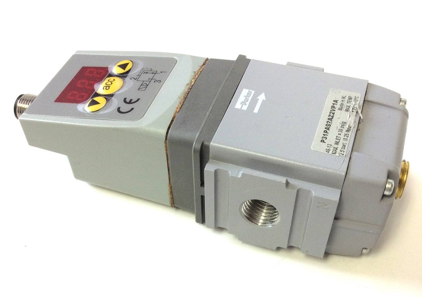 Used Parker P31PA92AZ2VP1A Pneumatic Proportional Regulator 0-29 PSIG, 1/4 NPT, 24VDC
