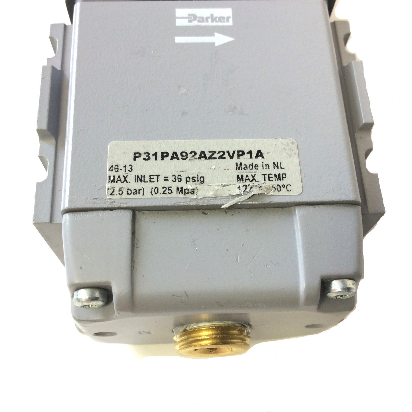 Used Parker P31PA92AZ2VP1A Pneumatic Proportional Regulator 0-29 PSIG, 1/4 NPT, 24VDC