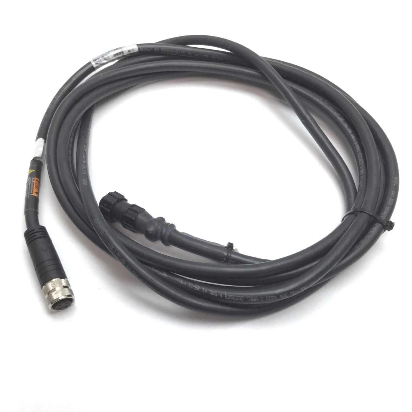 Used Turck BKM 44-193-5 Cordset, Length: 5m, 4-Pin Male to Female, Rating: 600A 15A