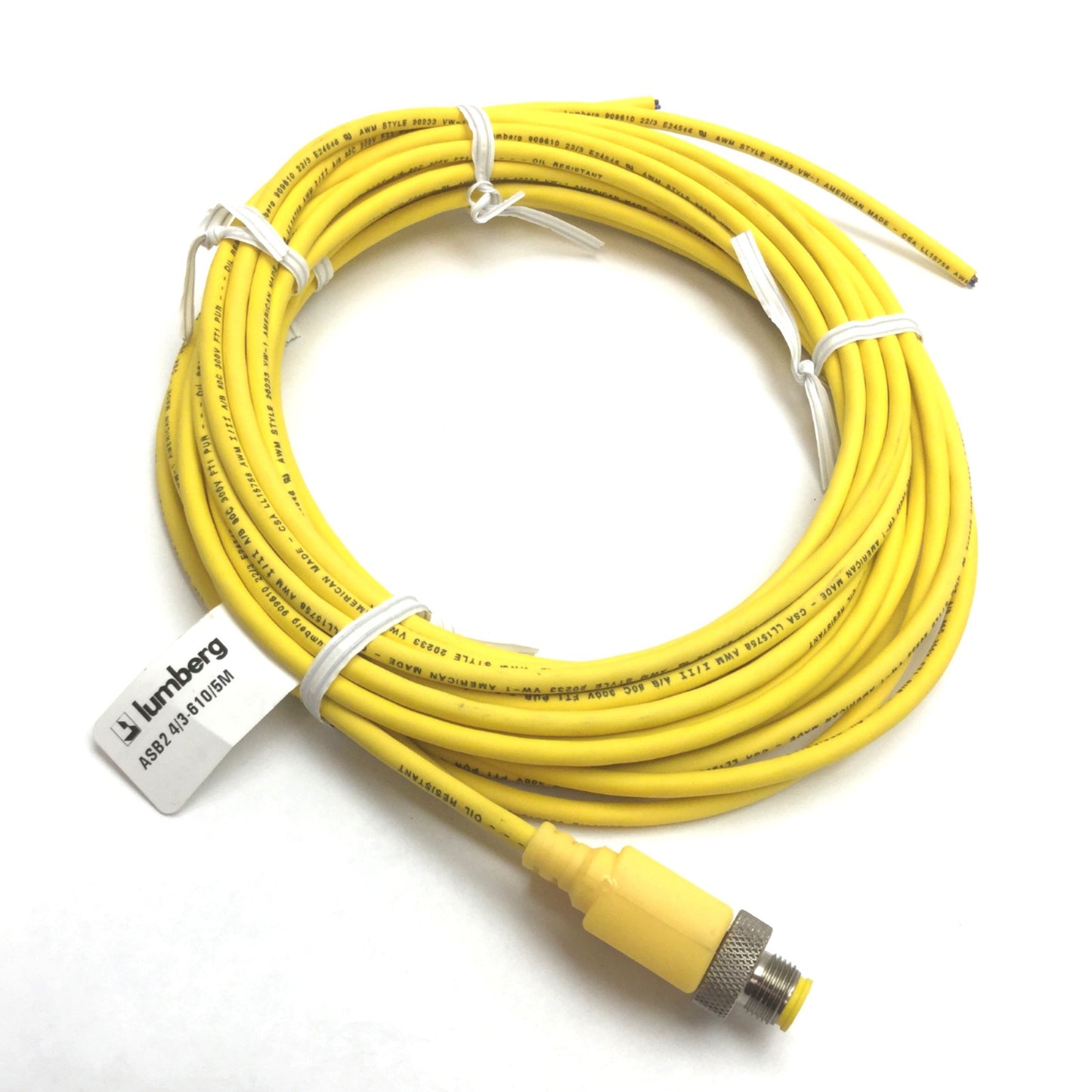 New – Open box Lumberg Automation ASB2 4/3-610/5M Y-Splitter Cable, 4-Pin M12 to Flying Leads