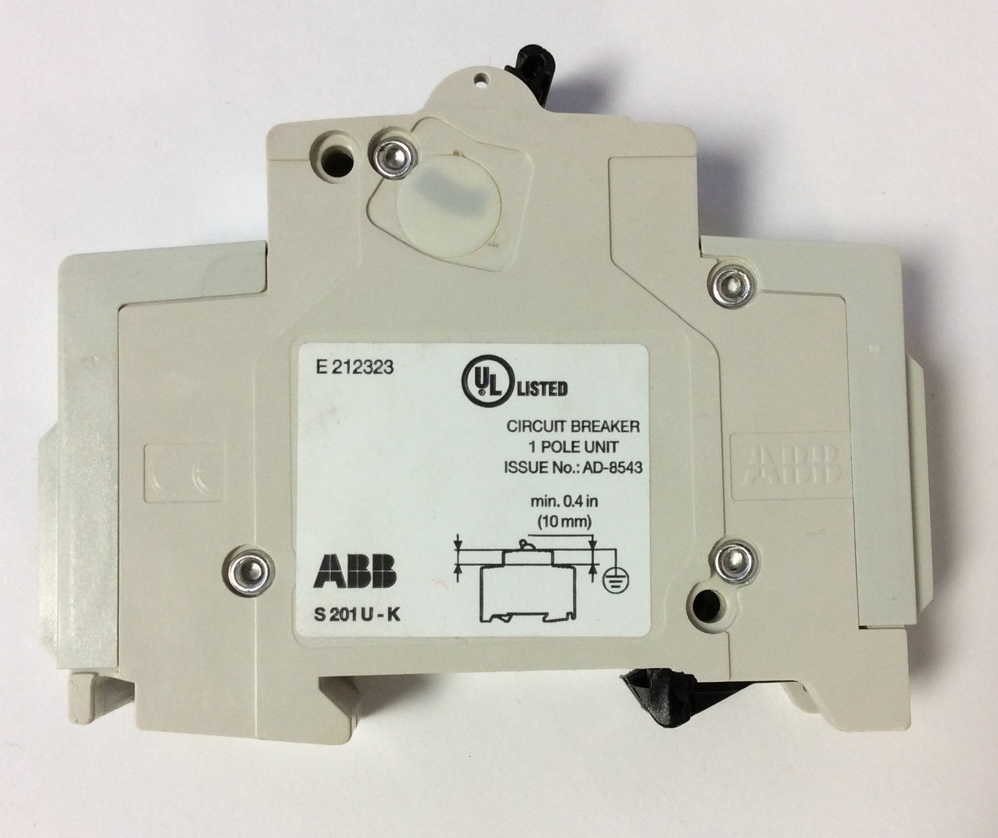 New – Open box Lot of 3 ABB S201U K4A Miniature Circuit Breaker 240VAC 4A 50/60Hz K-Curve 1Pole