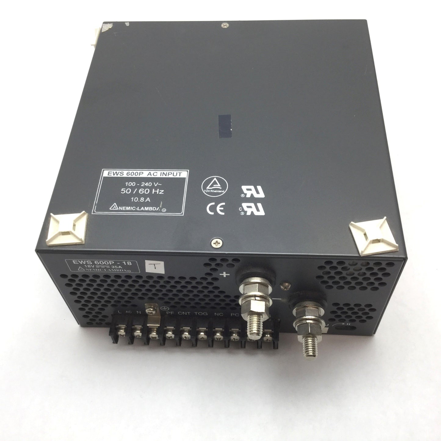 Used Nemic-Lambda EWS600P-18 Power Supply, Input: 100-240VAC, *Missing Plastic*
