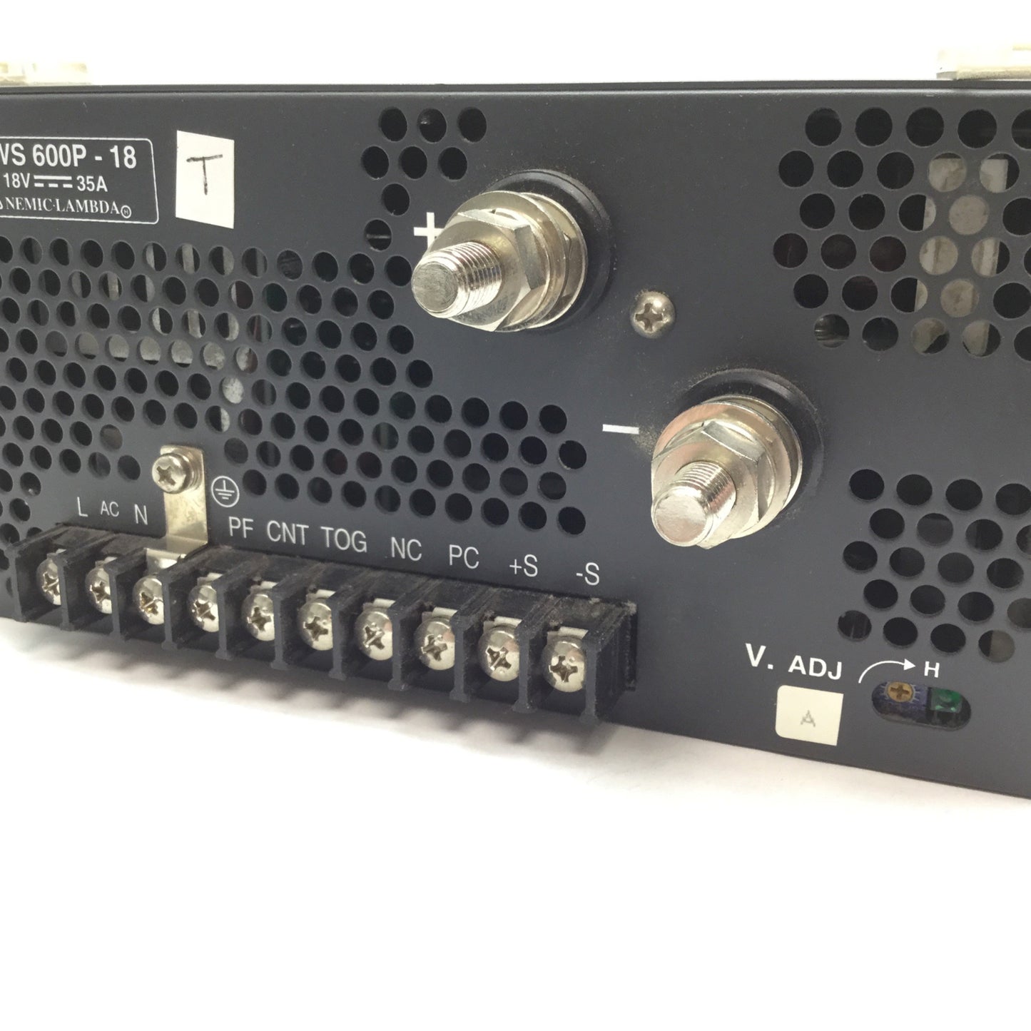 Used Nemic-Lambda EWS600P-18 Power Supply, Input: 100-240VAC, *Missing Plastic*