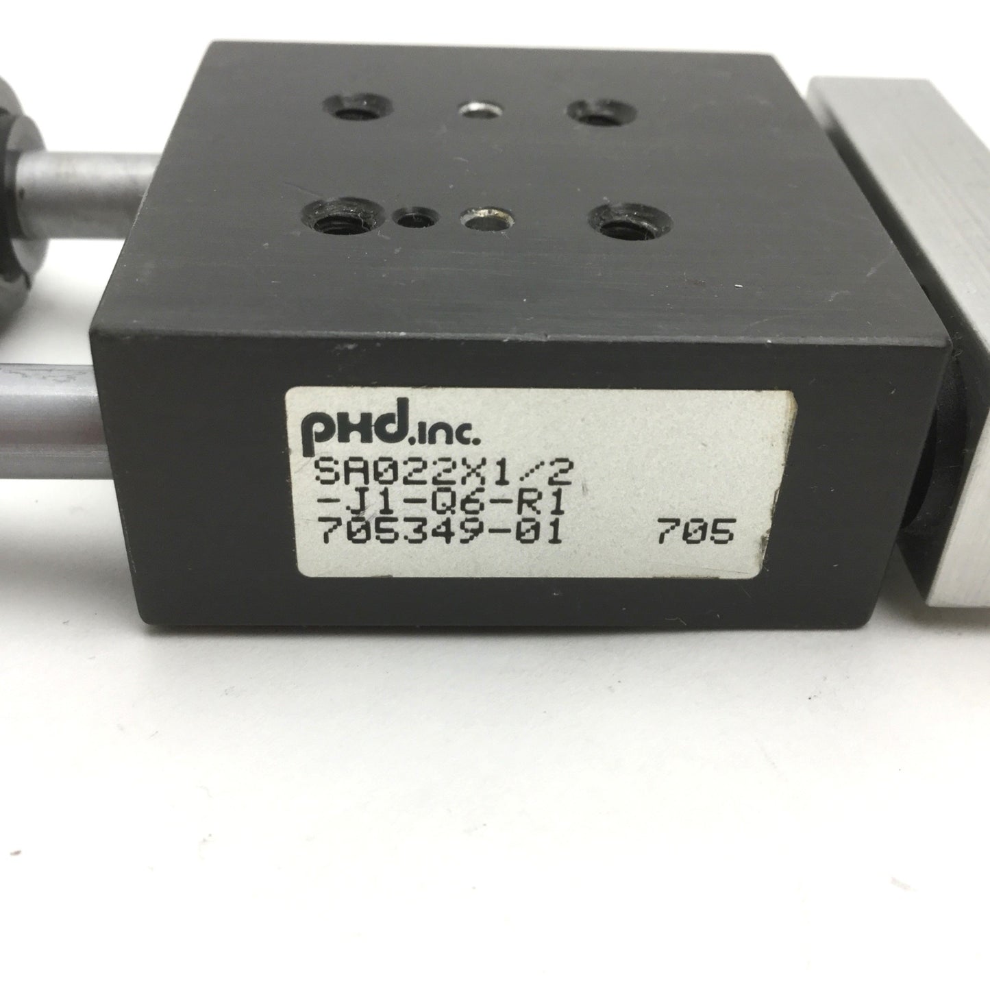 Used PHD SA022X1/2-J1-Q6-R1 Pneumatic Cylinder, Ports: 10-32, Travel: 1/2"