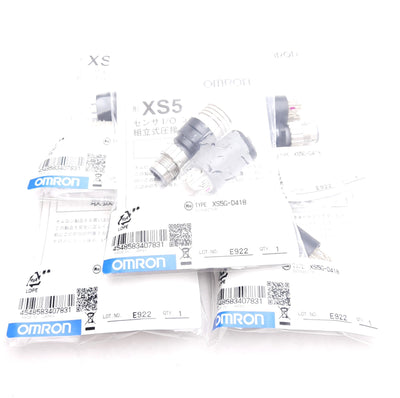New Lot of 5 Omron XS5G-D418 Circular Metric Connector, 4-Pin Male, M12, 250VDC 4A