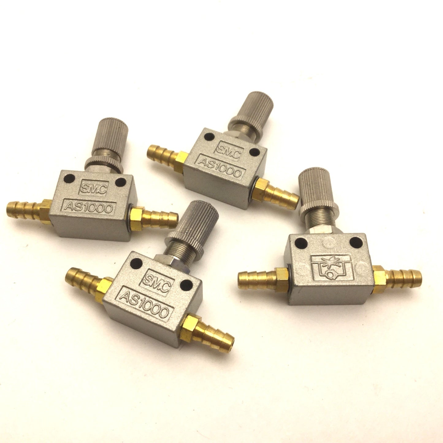 Used Lot of 4 SMC AS1000-M5 Air Speed Controller Port: M5x0.8 1MPa Max In-Line Type