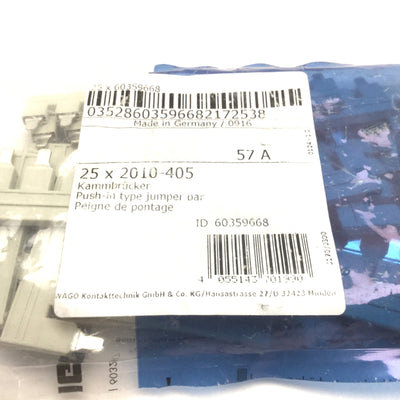 New Lot of 25 Wago 2010-405 Terminal Block Push-In Jumper Bar, 5-Way, 800V 57A