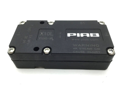 Used PIAB X10A5-AN Vacuum Generator Pump, 1/8" NPT & 10-32UNF Ports 102psi NBR Seals