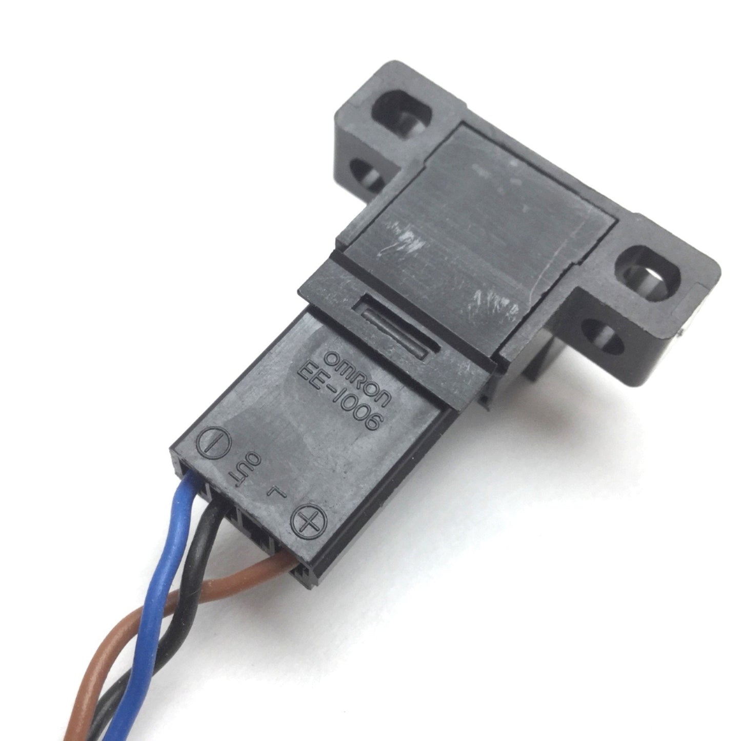 Used Omron EE-SX671 Slot Sensor with EE-2002 NPN to PNP Output Converter, 5mm Slot