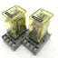 Used Lot of 2 IDEC RR2P-UL Power Relays With SR2P-06 Din Rail Mount Coil DC24V