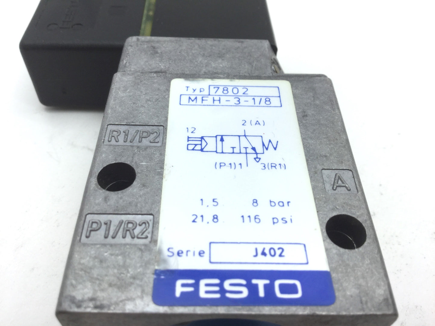Used Festo MFH-3-1/8 MSFG-24 Pneumatic Solenoid Valve, 2-Pos 3-Way Ports: G1/8 DC24V