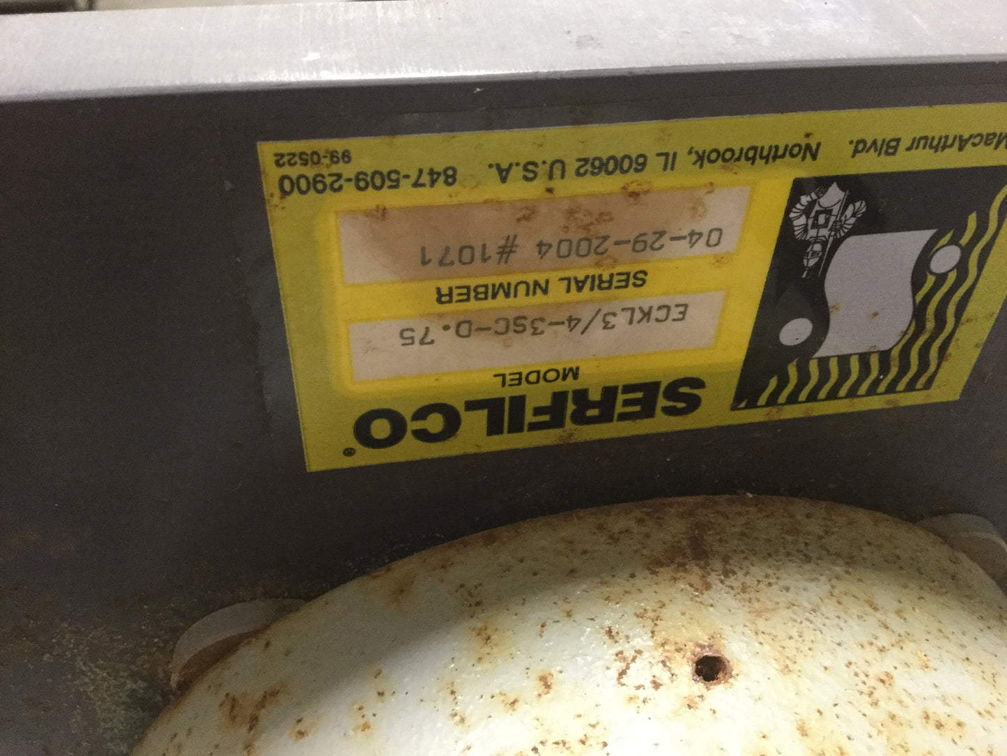 Used Serfilco ECKL3/4-3SC-D.75 Vertical Chemical Pump 230V 3450RPM 3/4HP 3Ph 35GPM
