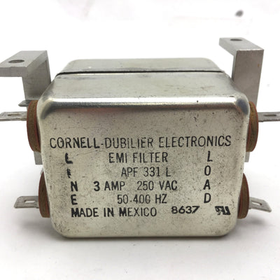 Used 2 Cornell-Dubilier APF 331 L EMI Filters, Voltage: 250VAC, 3A, 50-400Hz