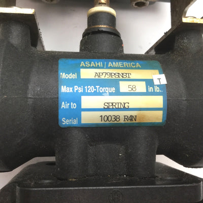 Used Asahi America AP79PSNST Pneumatic Actuator Spring Return, Duo-Bloc 21 & 1040N