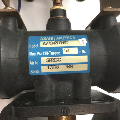 Used Asahi America AP79M2PSNST Pneumatic Actuator Spring Return, Duo-Bloc 21 & 1040N