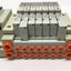 Used Manifold of SMC SV1100-5FU-TS-N7 (5x) , SV1400-5FU (2x) Solenoid Valves, 24VDC