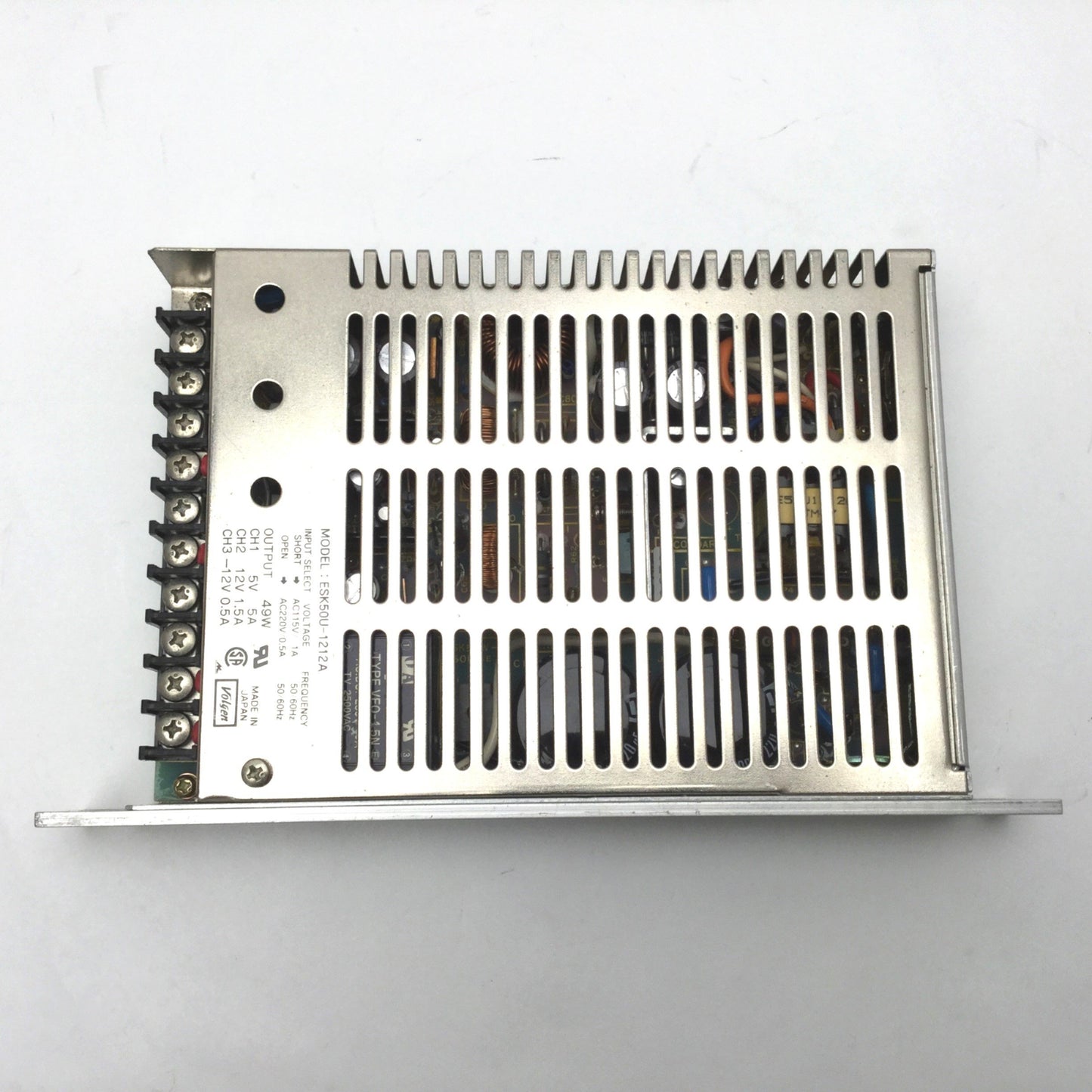 Used Volgen ESK50U-1212A 3 Channel Power Supply Input 115/220VAC, 49W 5-12VDC Output