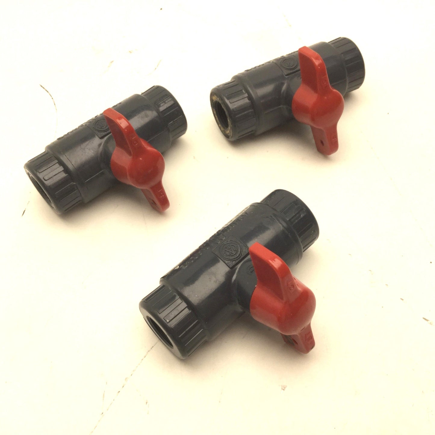 Used Lot of 3 Asahi AV Valve 13-3/8 Type C PVC Ball Valve, EPDM Seals, 150PSI