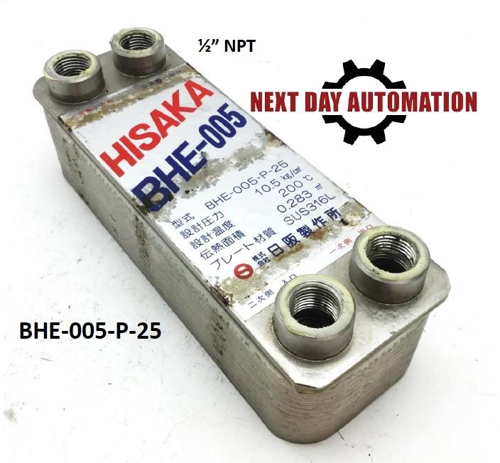 Used Hisaka BHE-005-P-25 Plate Heat Exchanger 316 Stainless 200°C 10.5kg/cm², 0.283m²