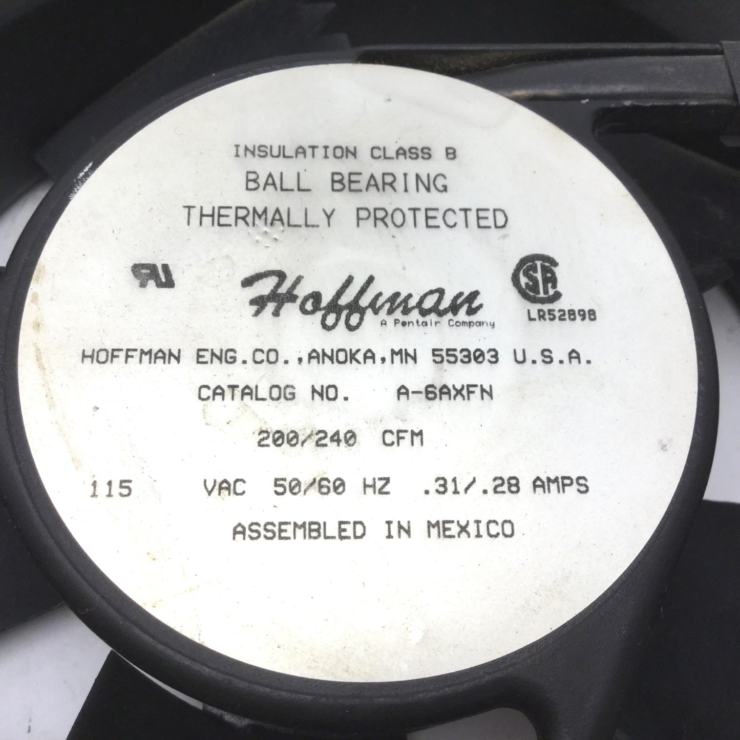Used Hoffman A-6AXFN Compact Ball Bearing Axial Cooling Fan 115VAC Rate: 200\240CFM