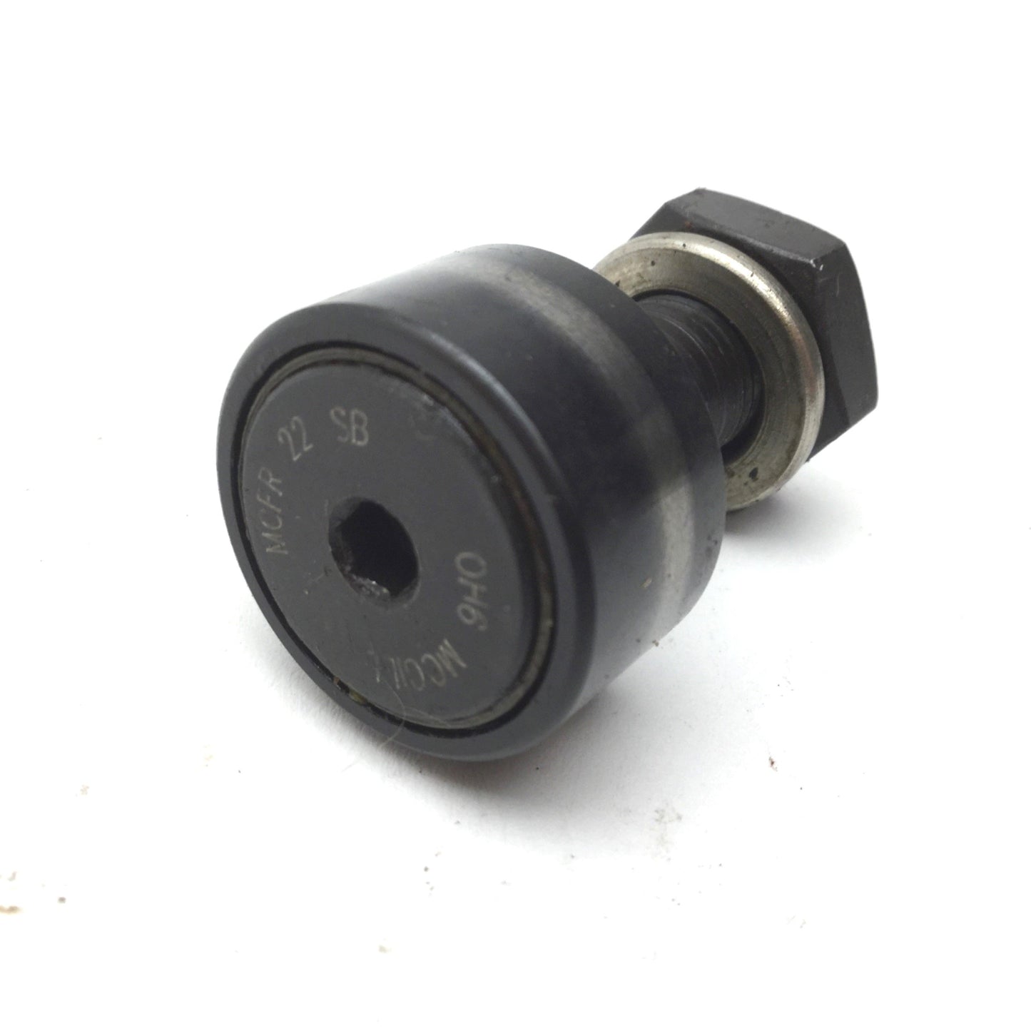 Used McGill MCFR 22 SB Crowned Cam Follower Roller: 22mm dia, 12mm Width, Stud: 23mm