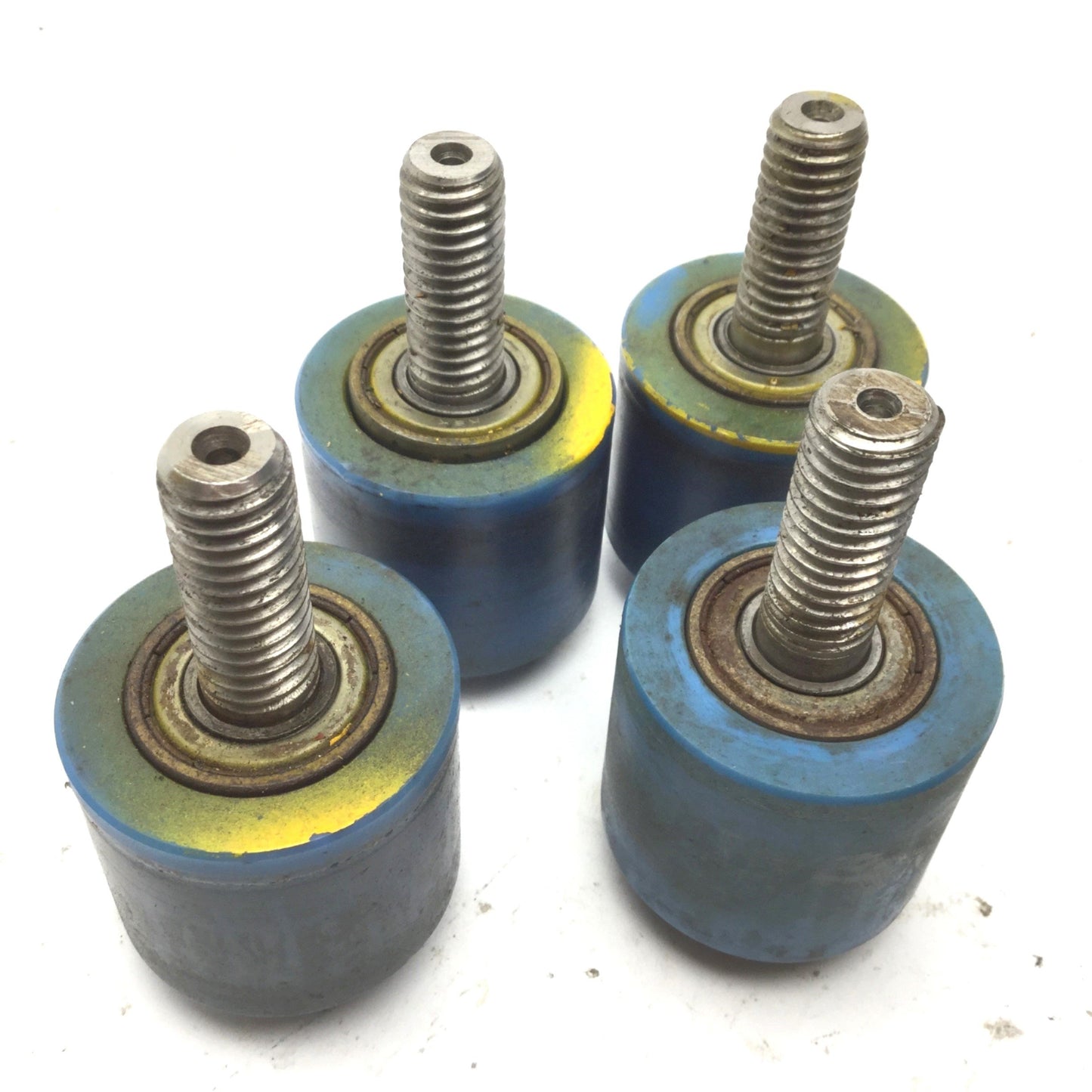 Used Lot of 4 Blue Cam Followers, Roller: 43mm dia, 40mm Width, Stud: 35mm